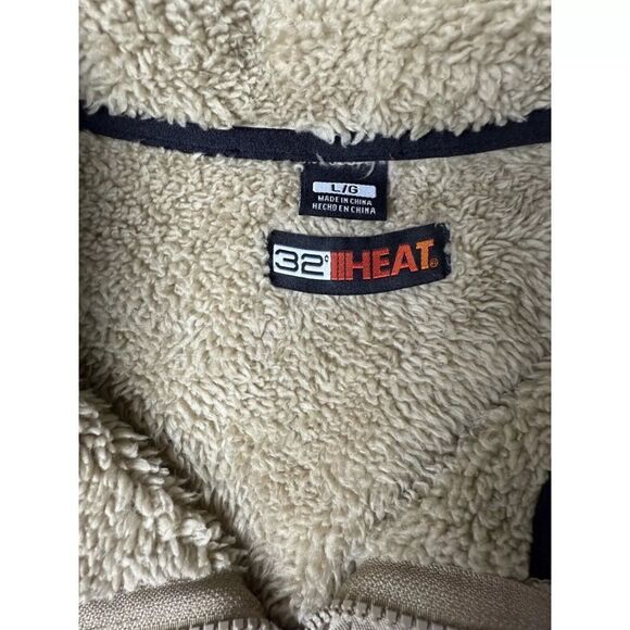 32 Degrees Fleece Jacket Women's Large Beige Regular Fit Long Sleeve Full Zip - Picture 4 of 6